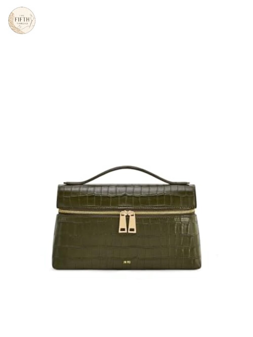 Croc-Embossed Vegan Leather Top Handle Satchel Handbag Crossbody with Gold
